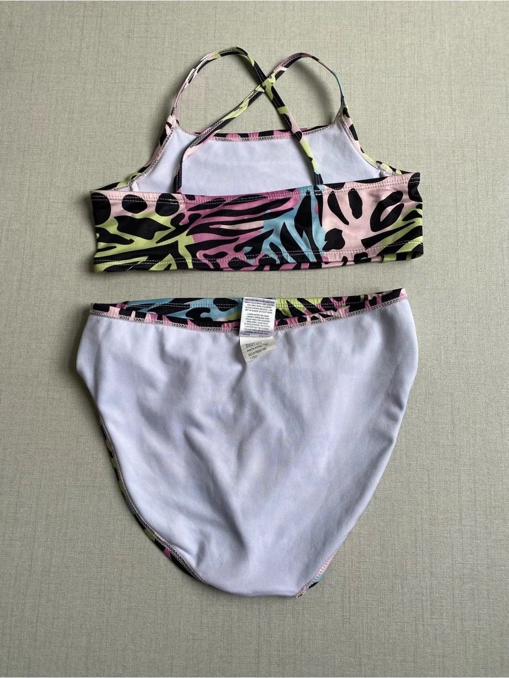 Lily & Dan Girls' Multicolor Animal Print Bikini Set Size L
